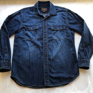 Vintage Northwest Territory Men's Size M Dark Blue Denim Jeans Button-Up Shirt